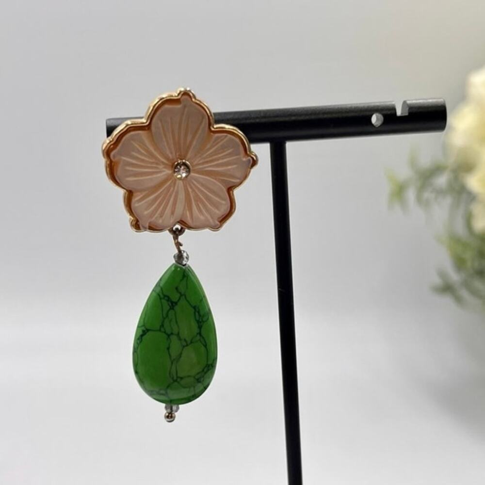 Mignonne Gavigan Green Paloma Jasper Semi-Precious Stone Pearl Earring***Single